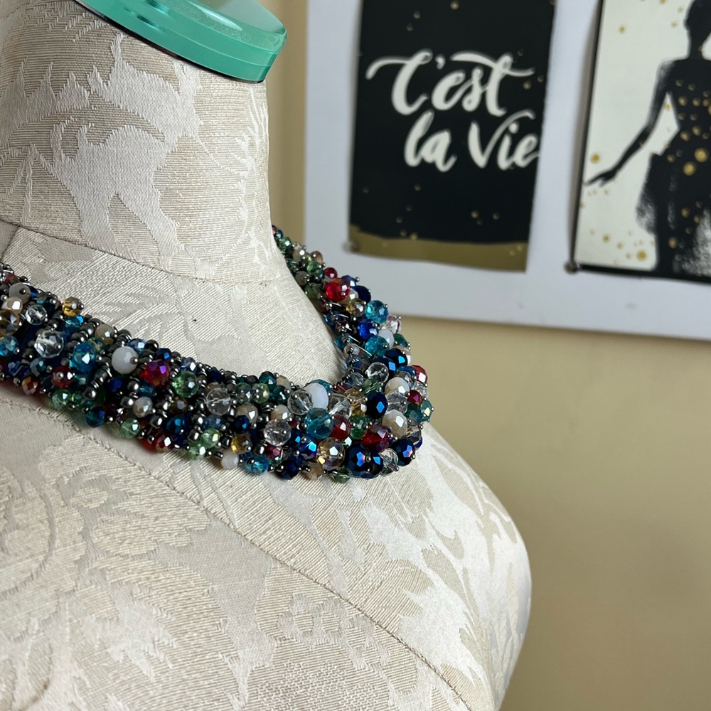 Multicolor Bib Statement Necklace - image 3